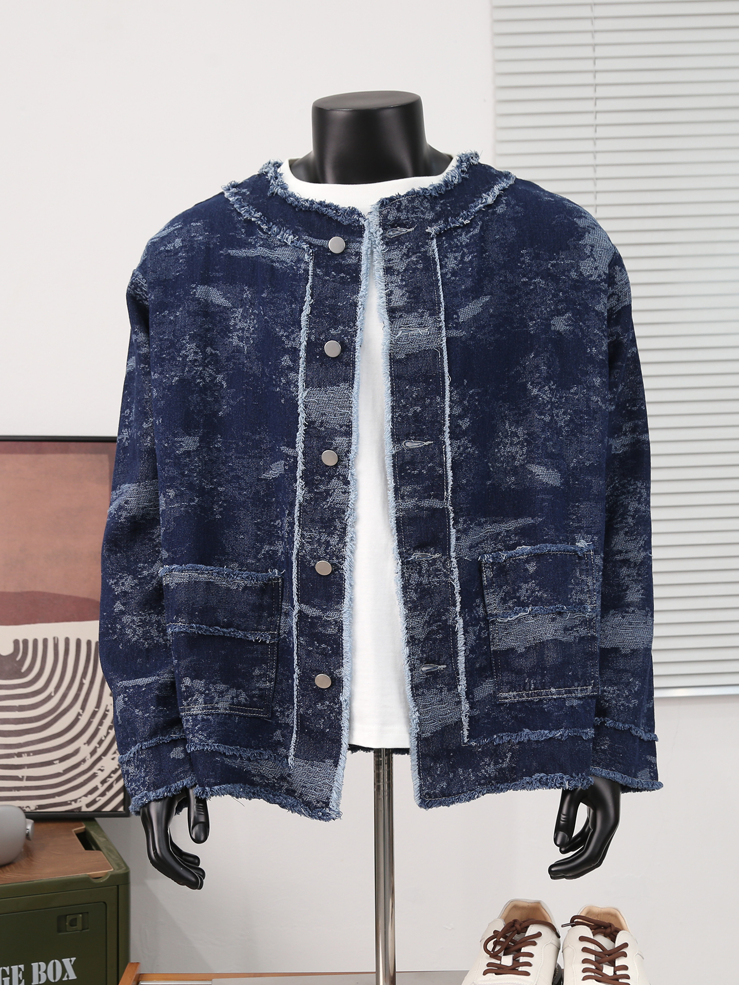 Retro Gaming Jacket - Retro Jacquard Denim Jacket For Men