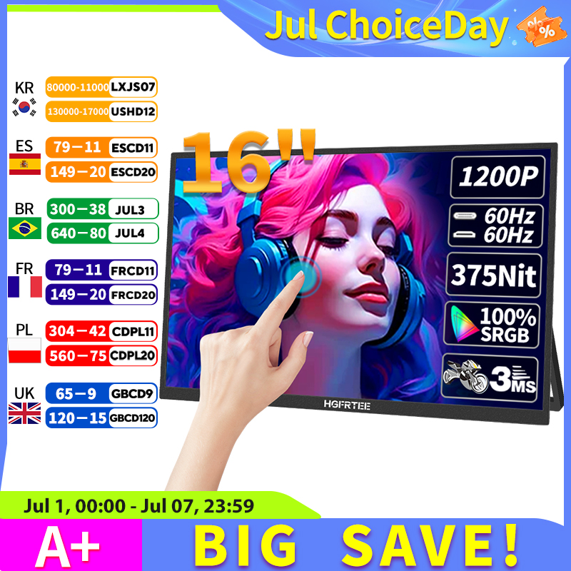 Crt Monitor Stand - HGFRTEE 16inch Touch Portable Monitor 16:10