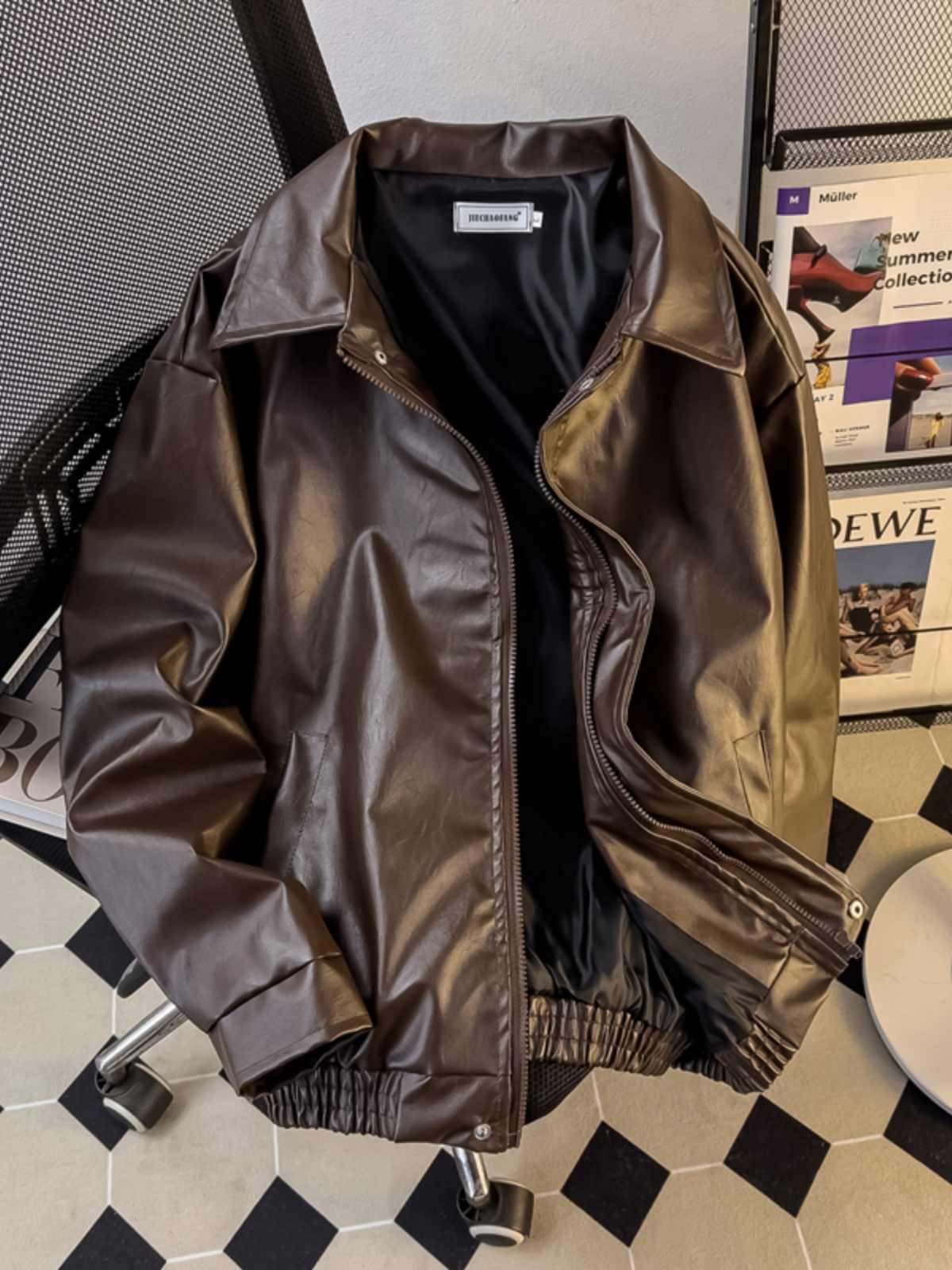 Retro Gaming Jacket - American Retro PU Leather Coats Women/Man