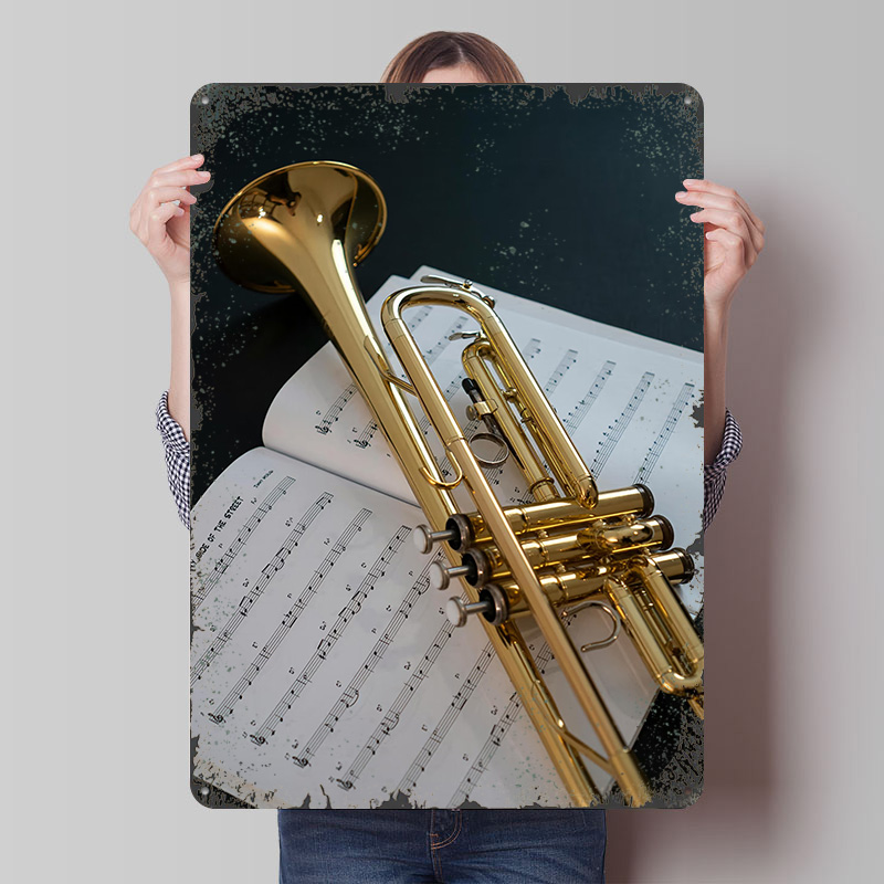 Retro Gaming On - Golden Trumpet on Sheet Music Tinplate