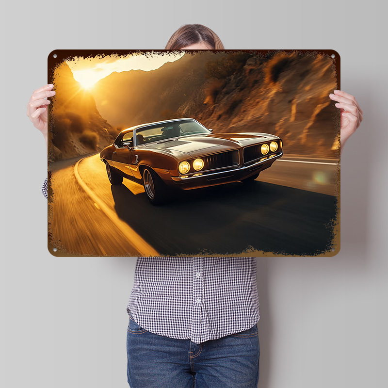 Classic Car At Sunset Tin Post - Retro Gaming At Home recensione e prezzo