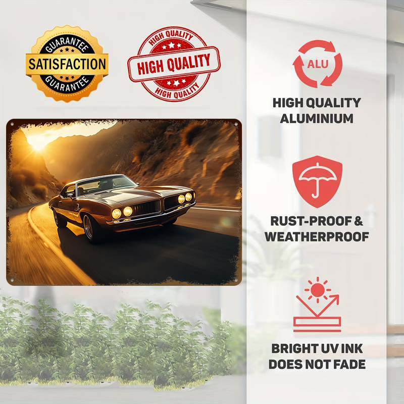 Classic Car At Sunset Tin Post - Retro Gaming At Home recensione e prezzo