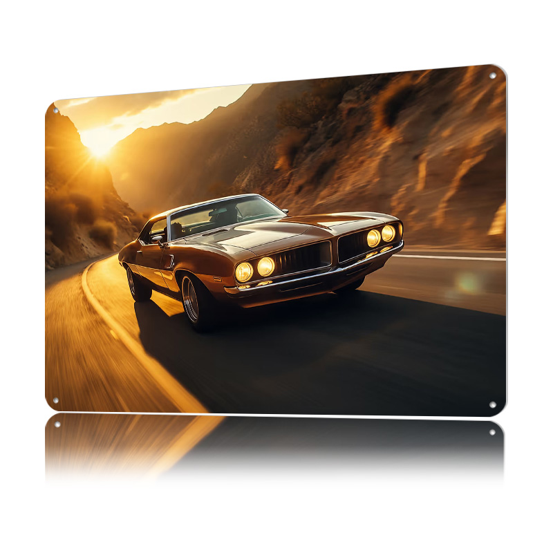 Classic Car At Sunset Tin Post - Retro Gaming At Home recensione e prezzo