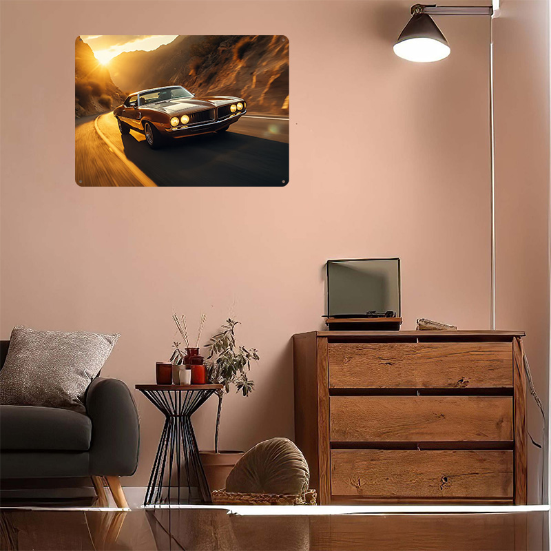 Classic Car At Sunset Tin Post - Retro Gaming At Home recensione e prezzo