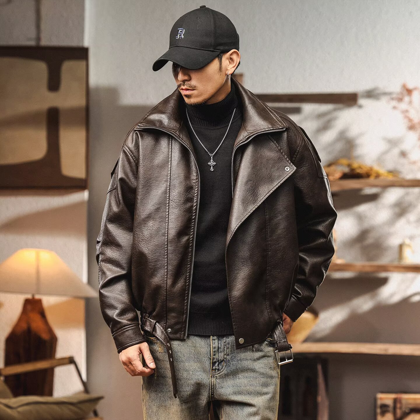 PU Leather American Retro Men' - Retro Gaming Jacket recensione e prezzo